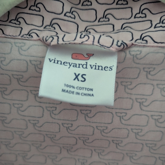 VINEYARD VINES Whale Print Sleep Shirt PJ WOMEN XS Button Down Logo Light Pink - Picture 4 of 10